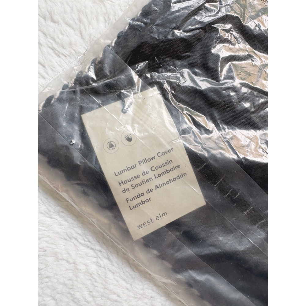 West Elm Snake Embroidered Lumbar Pillow Cover Black 12x21 NWT - Picture 3 of 4